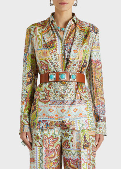 Шелковый пиджак Etro с цветочным орнаментом, фото