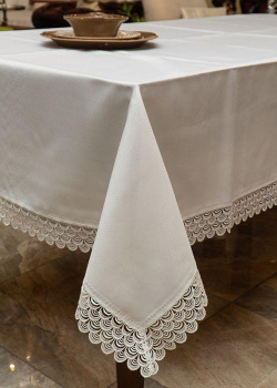 Скатерть элегантная белая Villa Grazia 110х110см, фото