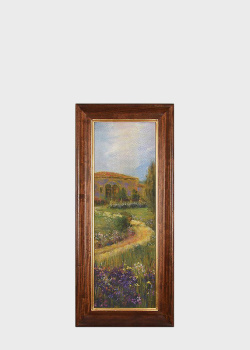 Пейзажная картина с эффектом кракелюра Лавандовое поле Decor Toscana 46х106см, фото