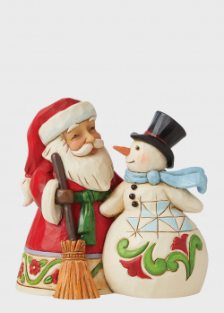 Статуэтка Санта и Снеговик Enesco Heartwood Creek Santa with Snowman 12см, фото