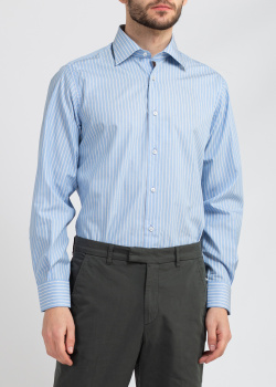 Голубая рубашка Belmonte Classico в белую полоску, фото