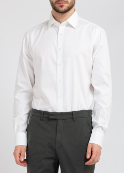 Белая однотонная рубашка Belmonte Trend с длинным рукавом, фото