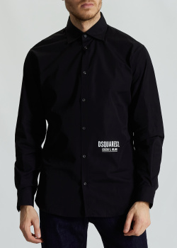 Черная рубашка Dsquared2 с фирменным принтом, фото