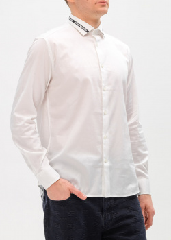Белая рубашка Emporio Armani с логотипом на воротнике, фото