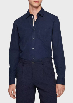 Темно-синяя рубашка Hugo Boss с накладным карманом, фото