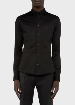 Приталенная черная рубашка Trussardi из мерсеризованного хлопкового джерси, фото