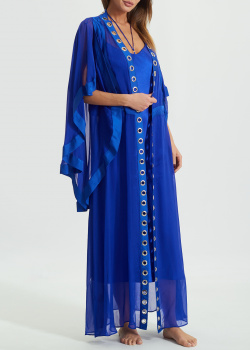 Синий халат La Reine Ciel Bleu с декором-люверсами, фото