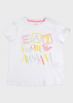 Детская футболка EA7 Emporio Armani с фирменной надписью, фото