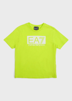 Футболка для детей EA7 Emporio Armani салатового цвета, фото