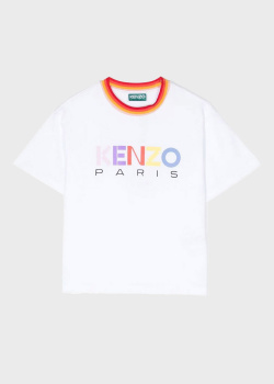 Белая футболка Kenzo с логотипом для детей, фото