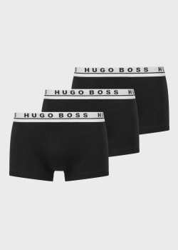 Черные боксеры Hugo Boss 3шт с контрастной резинкой, фото