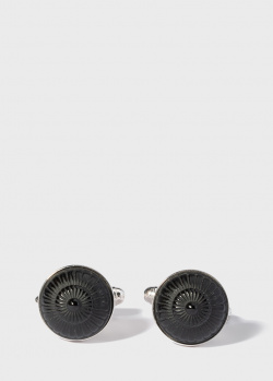 Запонки Lalique Toupie с черным хрусталем, фото