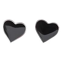 Запонки Jewels в форме сердца с черной эмалью, фото
