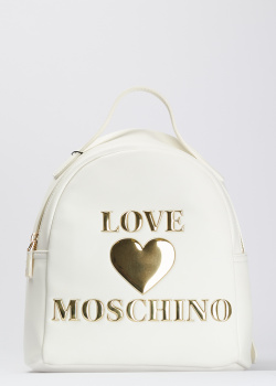 Белый рюкзак Love Moschino с фирменным декором, фото