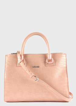 Светло-розовая сумка-тоут Liu Jo с тиснением, фото