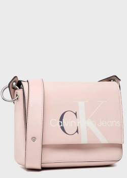 Розовая сумка Calvin Klein Jeans с широким плечевым ремнем, фото
