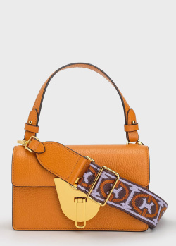 Оранжевая сумка Coccinelle Nico на ремне с жаккардовым узором, фото