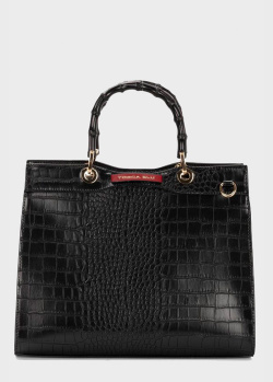 Черная сумка Tosca Blu Lady Crocodile с тиснением под крокодила, фото