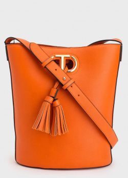 Оранжевая сумка-ведро Twin-Set с регулируемым ремнем, фото