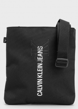Черная сумка Calvin Klein Jeans с брендовой надписью, фото