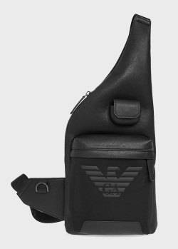 Черный монорюкзак Emporio Armani с фирменным орлом, фото