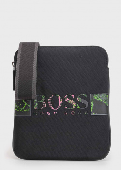 Черная сумка Hugo Boss с контрастной надписью, фото
