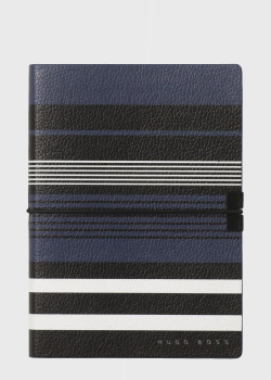 Блокнот для заметок Hugo Boss Storyline Stripes Blue А6 с резинкой посередине, фото