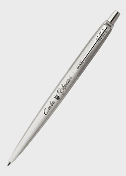 Шариковая ручка Parker Jotter 17 SS с надписью серебристого цвета, фото