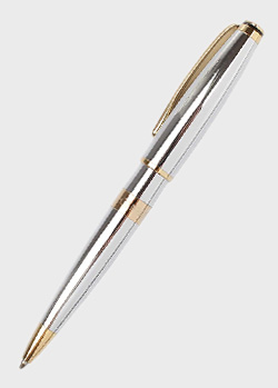 Шариковая серебристая ручка Cerruti 1881 Bicolore с золотистыми деталями , фото