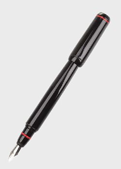 Черная перьевая ручка Cerruti 1881 Halo обтекаемой формы с красным кантом, фото