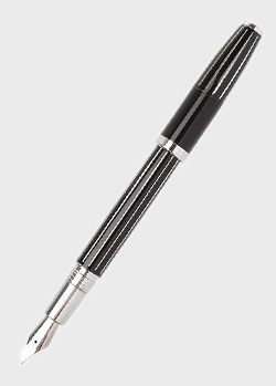Черная перьевая ручка Cerruti 1881 Mercury stripes в белую полоску, фото