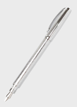 Серебристая перьевая ручка Cerruti 1881 Myth с гильошированием корпуса, фото