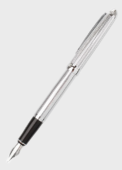 Перьевая ручка Cerruti 1881 Lightning с гильошированием и черным наконечником, фото