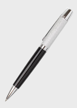 Черная шариковая ручка Cerruti 1881 Gallery с гильошированным серебристым колпачком, фото