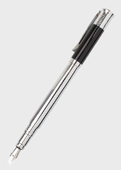 Серебристая перьевая ручка Ungaro Andria с черным колпачком, фото
