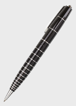 Черная шариковая ручка Ungaro Trieste с горизонтальными серебристыми полосами, фото