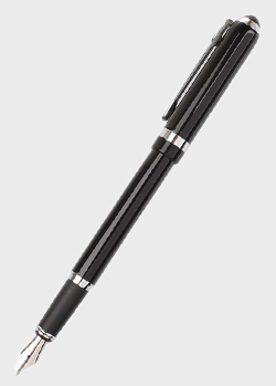 Черная перьевая ручка Ungaro Ita с серебристыми кольцами, фото