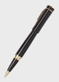 Черная ручка-роллер Ungaro Corato в толстом корпусе с золотистыми деталями, фото