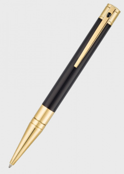 Черная шариковая ручка S.T.Dupont D-initial с золотистыми деталями, фото
