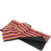 Шерстяные шарф и шапка Maalbi черные с оранжевыми и лавандовыми полосами, фото