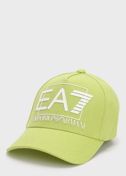 Салатовая кепка EA7 Emporio Armani с логотипом, фото
