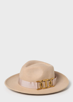 Шерстяная шляпа Twin-Set бежевого цвета, фото
