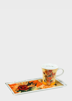 Чашка с тарелочкой для печенья Goebel Artis Orbis Подсолнухи 20x10x7,5см, фото